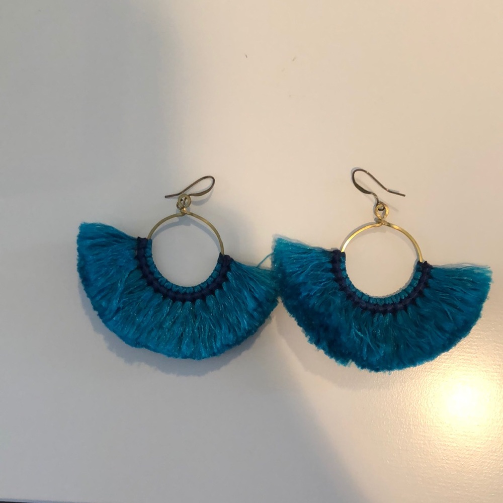 Beautiful turquoise tassel flare earrings